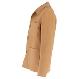 Sandro- Sandro Paris Buttoned Jacket with Pockets in Brown Wool-Brown