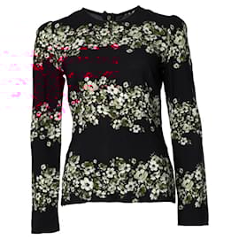 Dolce & Gabbana-Black top with floral print-Black