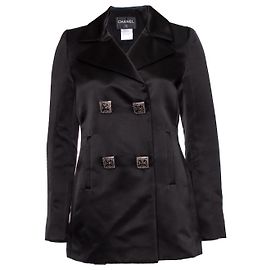 Chanel silk jacket with embellished buttons Black