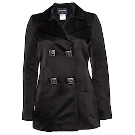 Chanel-silk jacket with embellished buttons-Black