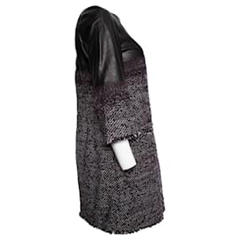 Chanel-tweed dress with leather-Black