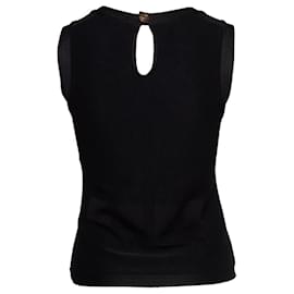Chanel-black woven top with structured print-Black