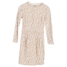 Alice by Temperley Robe Mini en Dentelle Alice par Temperley en Coton Beige Beige
