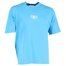 Balenciaga-Balenciaga BB Paris Icon Medium Fit T-shirt in Blue Cotton-Blue,Light blue