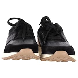 Tod's- Tod's Lace-Up Sneakers in Black Leather and Mesh-Black