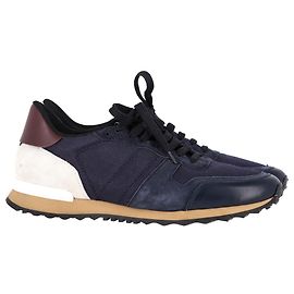 Baskets Rockrunner Studded Valentino Garavani en polyester et daim bleu marine Bleu Bleu Marine