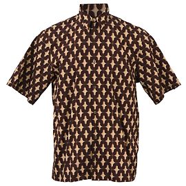 Camicia a maniche corte Clasen in cotone marrone di Dries Van Noten Marrone