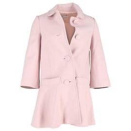 Red Valentino Flared Hem Coat in Pink Wool Other