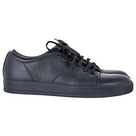 Sneakers basse con lacci Lanvin in pelle blu navy Blu Blu navy