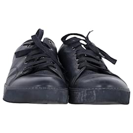 Lanvin- Lanvin Lace-Up Low-Top Sneakers in Navy Blue Leather-Blue,Navy blue