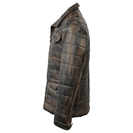 Tod's-Tod's Puffer Jacket in Brown Leather-Brown,Red