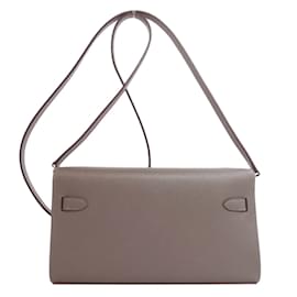 Hermès-Portefeuille long Hermes Kelly To Go en cuir Epsom gris-Marron