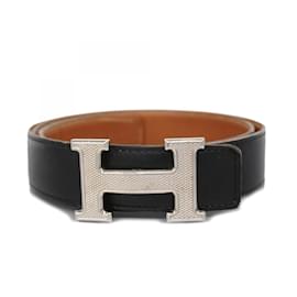 Hermès-Hermes Constance Belt in Black and Gold-Black,Golden