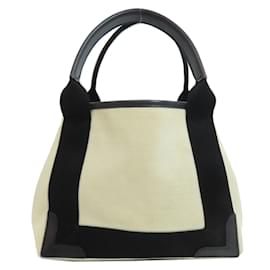 Balenciaga-Balenciaga 390346 Navy Cabas XS Handbag-Black,White