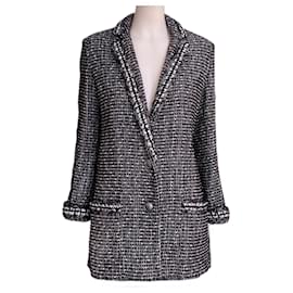 Chanel-New Ad Campaign Black Shimmer Tweed Jacket 36 FR-Black