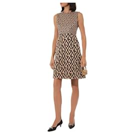 Gucci-GUCCI Gg Rhombus Jacquard Minidress In Brown-Brown,Beige,Cream