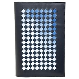 Bottega Veneta Intrecciato Leather Notebook Cover Black Blue