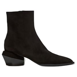 Balmain-Billy ankle boots with diamond heel in suede leather-Black