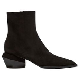 Balmain Bottines Billy à talon en diamant en cuir suédé Noir