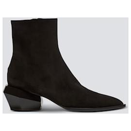 Balmain-Billy ankle boots with diamond heel in suede leather-Black