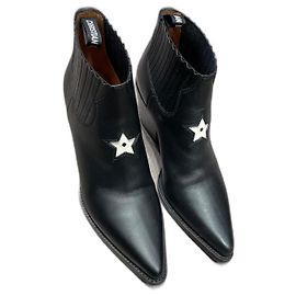 Botas Vaqueras Christian Dior Cuero Negro y Blanco Negro Blanco