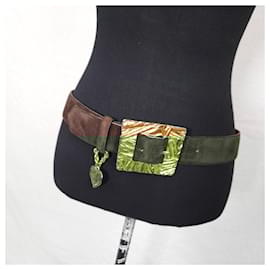 Yves Saint Laurent-Brown suede belt YSL 80s-Brown
