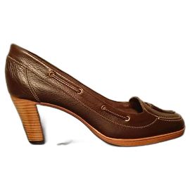 Paraboot Chocolate Leather Pumps Size 38 Chocolate