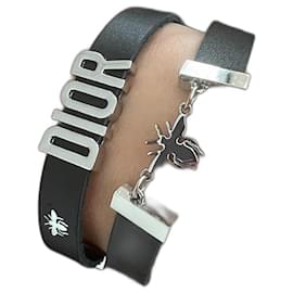 Dior-Dior double tour bee bracelet-Silvery,Silver hardware