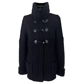 Chanel-Fluffy Black Cashmere Coat-Black