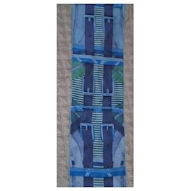 Hermès-Hermès scarf dyed in denim blue-Multiple colors