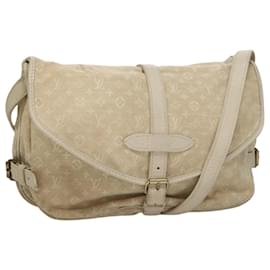 Louis Vuitton-LOUIS VUITTON Monogram Mini Lin Saumur PM Shoulder Bag Ivory M95314 Auth 105746-Other,Cream