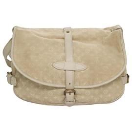 Louis Vuitton-LOUIS VUITTON Monogram Mini Lin Saumur PM Shoulder Bag Ivory M95314 Auth 105746-Other,Cream