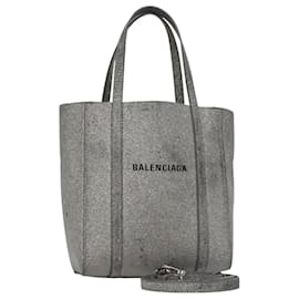Balenciaga-Sac à main en cuir BALENCIAGA Everyday XXS 2way Argent Auth bs21056-Argenté