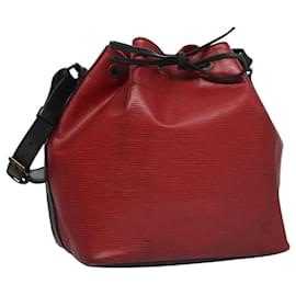 Louis Vuitton-LOUIS VUITTON Epi Petit Noe Shoulder Bag Bicolor Black Red M44017 LV Auth 108096-Black,Red