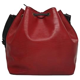 Louis Vuitton-LOUIS VUITTON Epi Petit Noe Shoulder Bag Bicolor Black Red M44017 LV Auth 108096-Black,Red