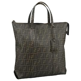 Fendi-FENDI Zucca Canvas Tote Bag PVC Brown Black 7Va196 Auth mr923-Brown,Black