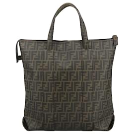 Fendi-FENDI Zucca Canvas Tote Bag PVC Brown Black 7Va196 Auth mr923-Brown,Black