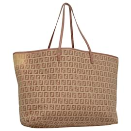 Fendi-FENDI Zucchino Canvas Tote Bag Pink Beige Auth 107612-Pink,Beige