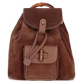 Gucci Brown Suede Backpack Brown