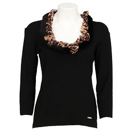 Schwarzer und animalischer Pullover von Roberto Cavalli - 2000er Schwarz