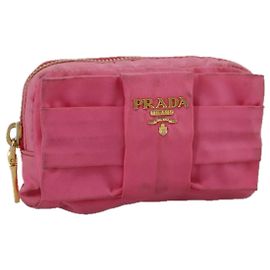 Pochette PRADA Nylon Rose Or Rose Auth 108723 Rose Doré