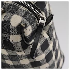 Céline-CELINE Hand Bag Canvas Leather 2way Black White Silver Auth 105557-Black,Silvery,White