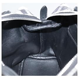 Céline-CELINE Hand Bag Canvas Leather 2way Black White Silver Auth 105557-Black,Silvery,White