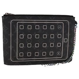 CUSTODIA PER IPHONE LOUIS VUITTON Monogram Eclipse Fragment M64449 LV Auth 107928 Monogramma