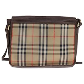Autre Marque-Burberrys Nova Check Shoulder Bag Canvas Beige Brown Auth 107624-Brown,Beige