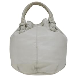 Balenciaga-BALENCIAGA The Giant Pom Pom Hand Bag Leather 2way White 204540 Auth yk16673-White