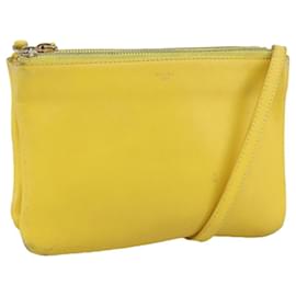 Céline-CELINE Trio Shoulder Bag Leather Yellow Gold Auth mr922-Golden,Yellow