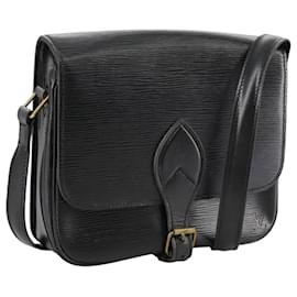 Louis Vuitton-LOUIS VUITTON Epi Cartouchiere MM Shoulder Bag Black Noir M52242 LV Auth 109003-Black
