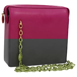 Christian Dior-Christian Dior Chain Shoulder Bag Leather Purple Gold Auth 105590-Golden,Purple