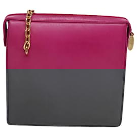 Christian Dior-Christian Dior Chain Shoulder Bag Leather Purple Gold Auth 105590-Golden,Purple